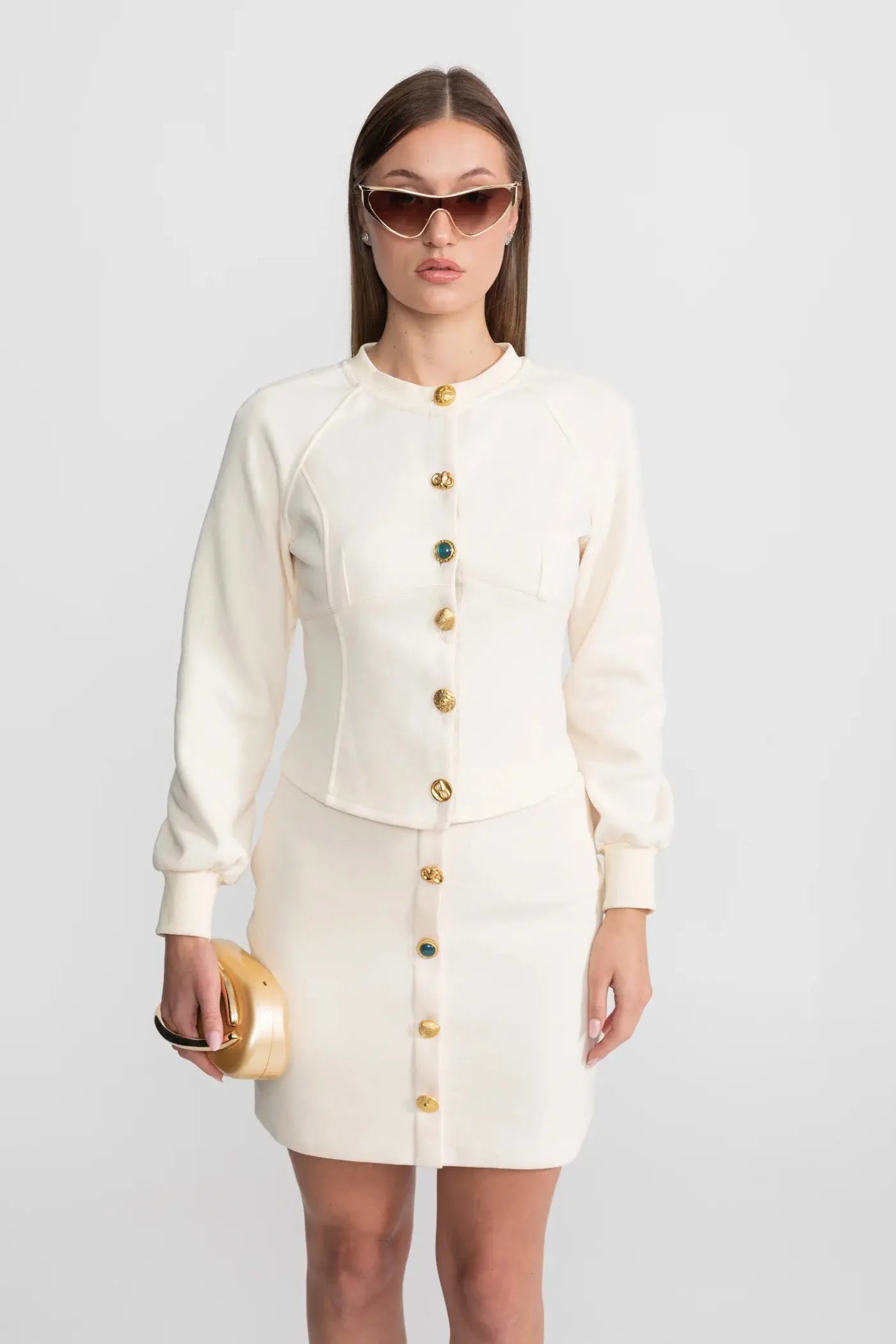 tabitha Embellished Button Co-ord Set – Ivoire Avalabel