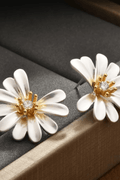 Two‑Tone Daisy Crystal Stud Earrings Avalabel
