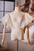 Champagne Organza Ruffled Flutter Sleeves Avalabel