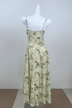 Emily Green Floral Corset Midi Dress Avalabel