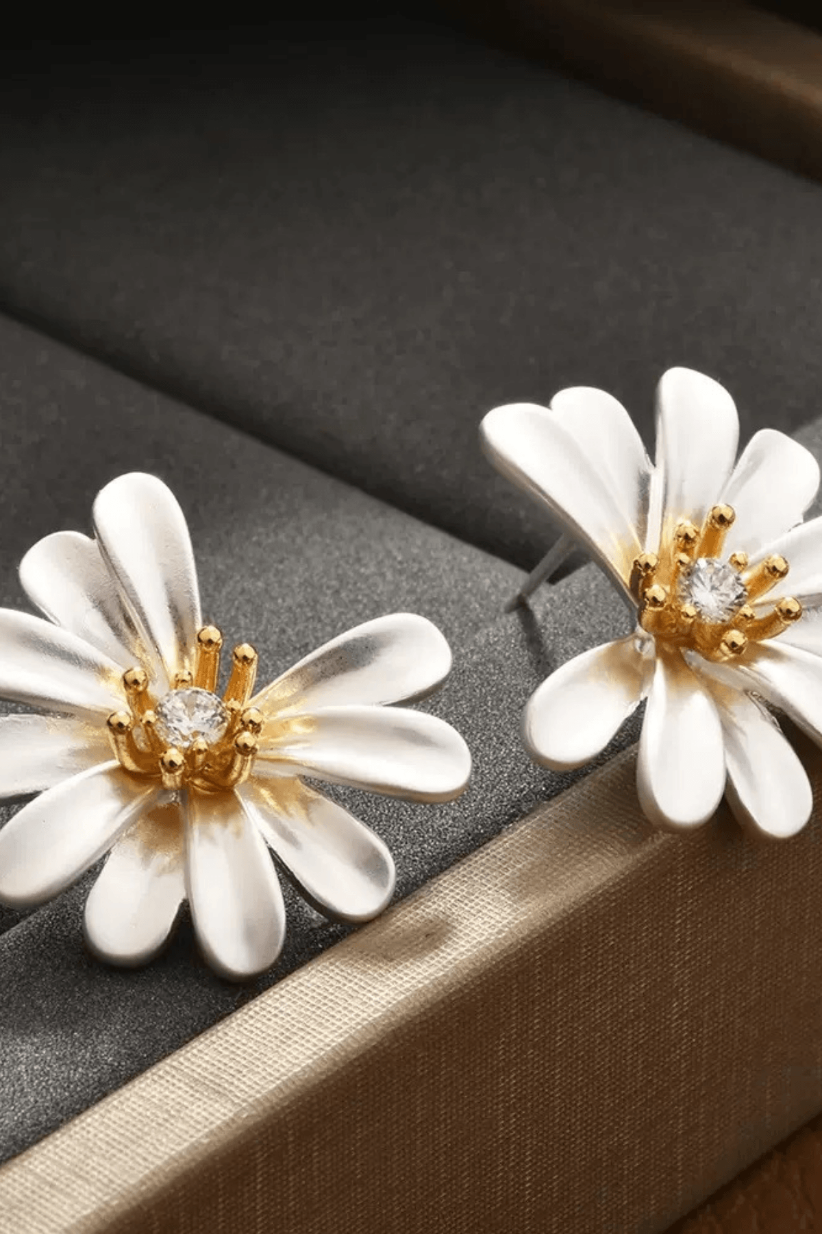 Two‑Tone Daisy Crystal Stud Earrings Avalabel