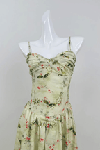 Emily Green Floral Corset Midi Dress Avalabel