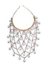 Silver Tone Pearl Mesh Head Cage With Teardrop Drops Avalabel