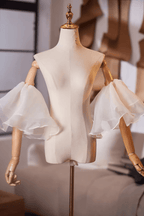 Champagne Organza Ruffled Flutter Sleeves Avalabel