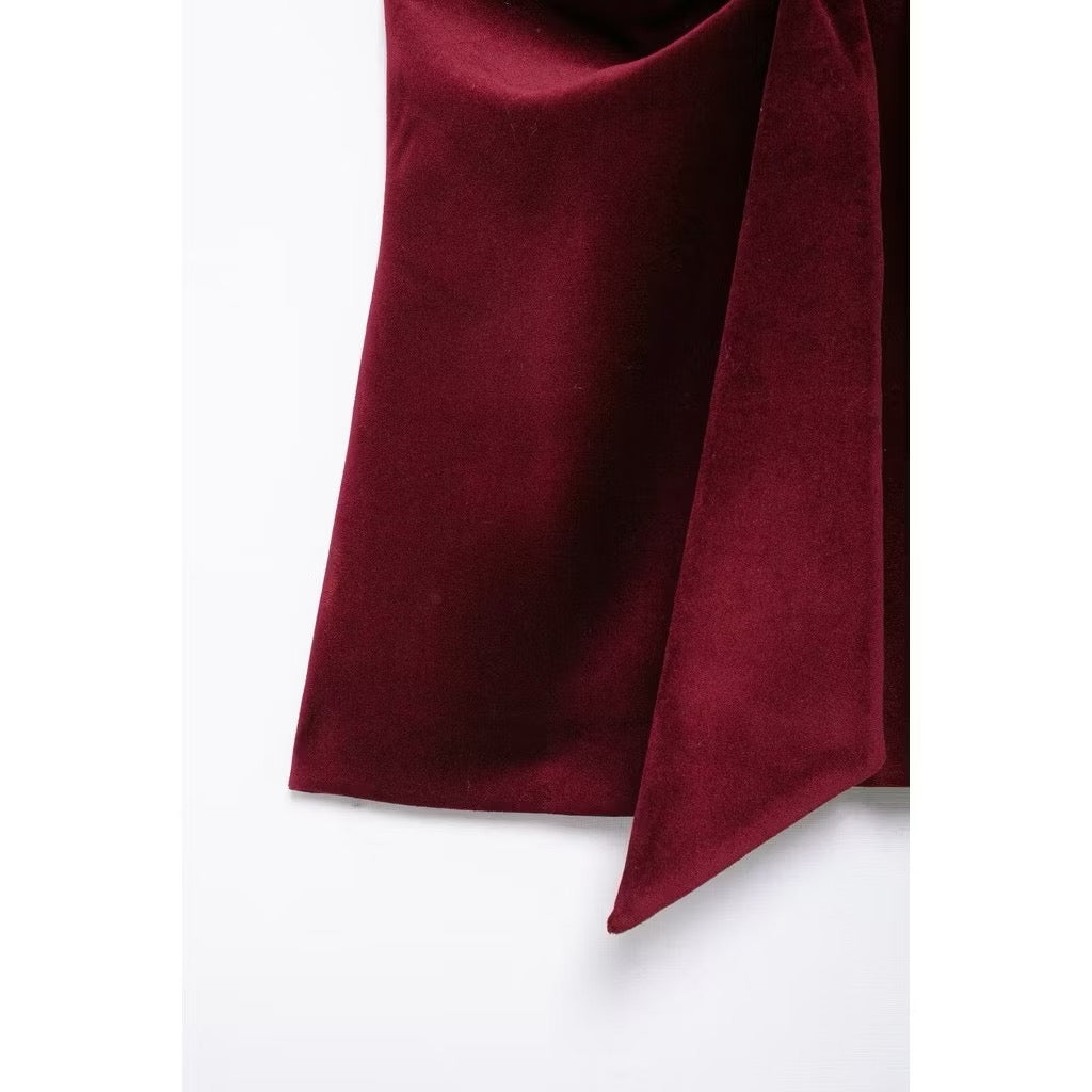 Milan Velvet Top In Wine Red Avalabel