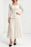 Lucy Lace Top and Pleated Skirt Two Piece Set Avalabel