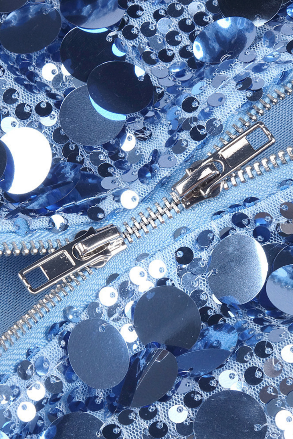 Zoey Blue Sequin V-Neck Spaghetti Strap Maxi Dress Avalabel