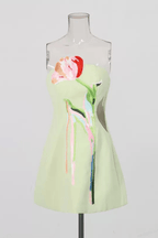 Dinah Strapless Tulip Embroidery Mini Dress Avalabel