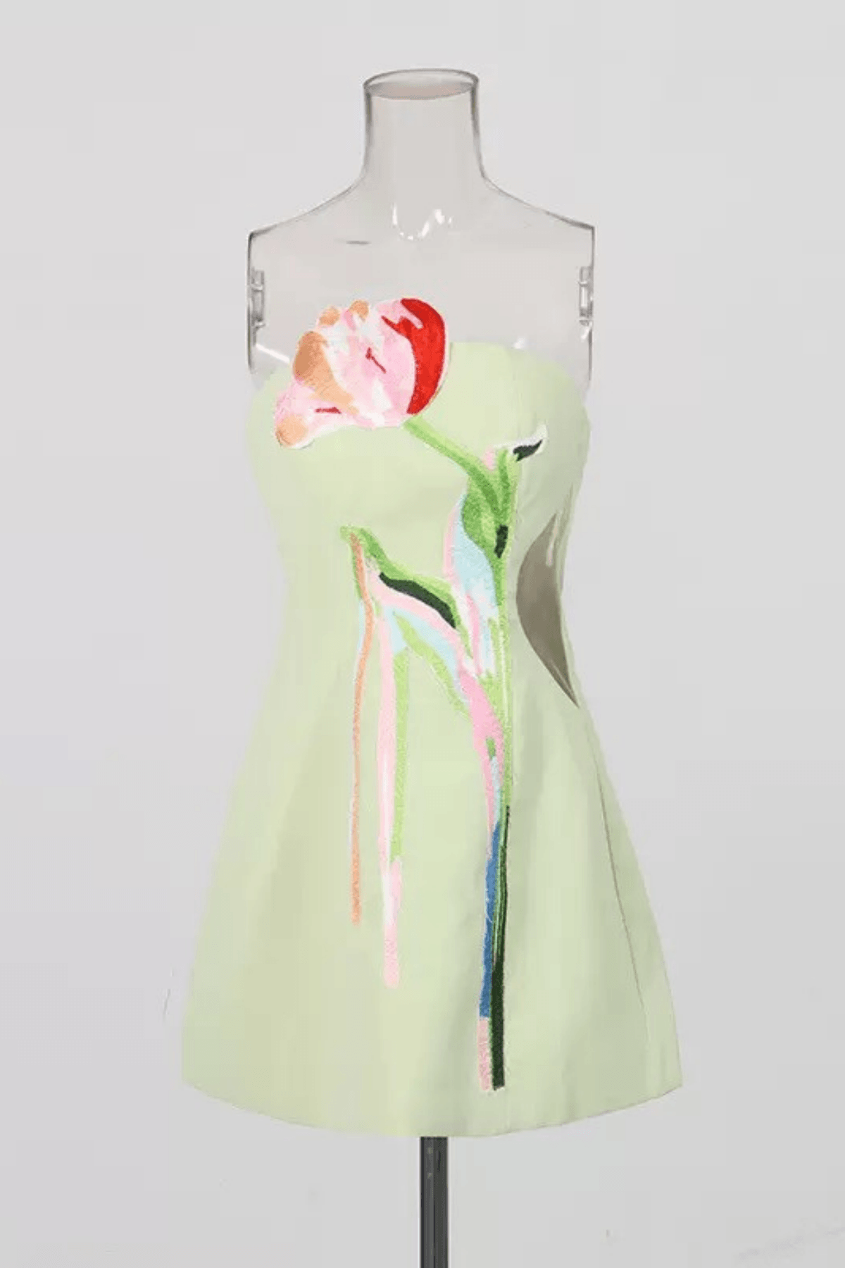 Dinah Strapless Tulip Embroidery Mini Dress Avalabel