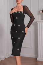 Erica Sheer Long Sleeve Beaded Evening Dress Avalabel