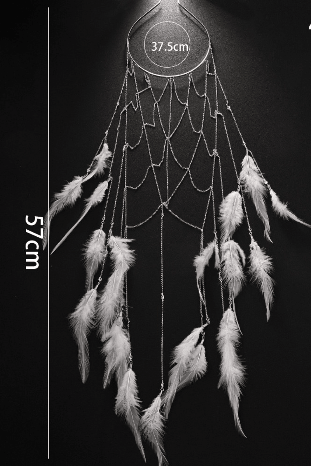 Bohemian White Feather Cascade Head Chain Avalabel