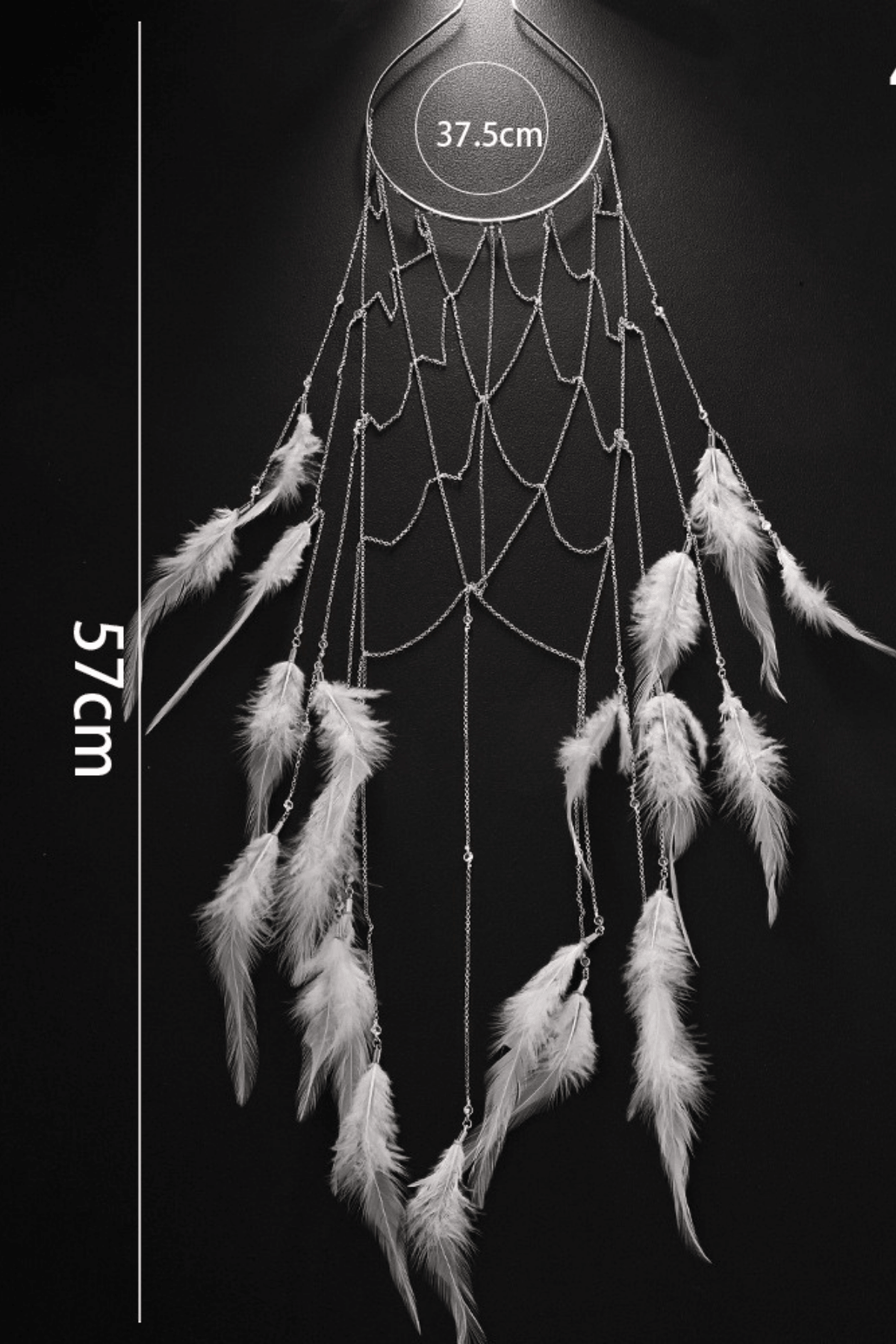 Bohemian White Feather Cascade Head Chain Avalabel