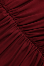 Burgundy Long Sleeve Ruched Mermaid Dress Avalabel