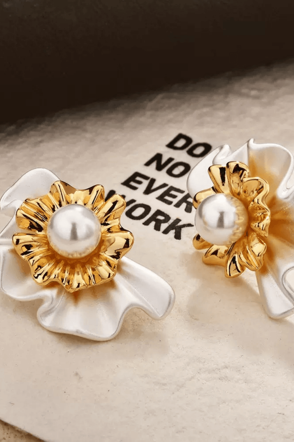 Two‑Tone Floral Pearl Stud Earrings Avalabel