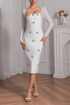 Erica Sheer Long Sleeve Beaded Evening Dress Avalabel