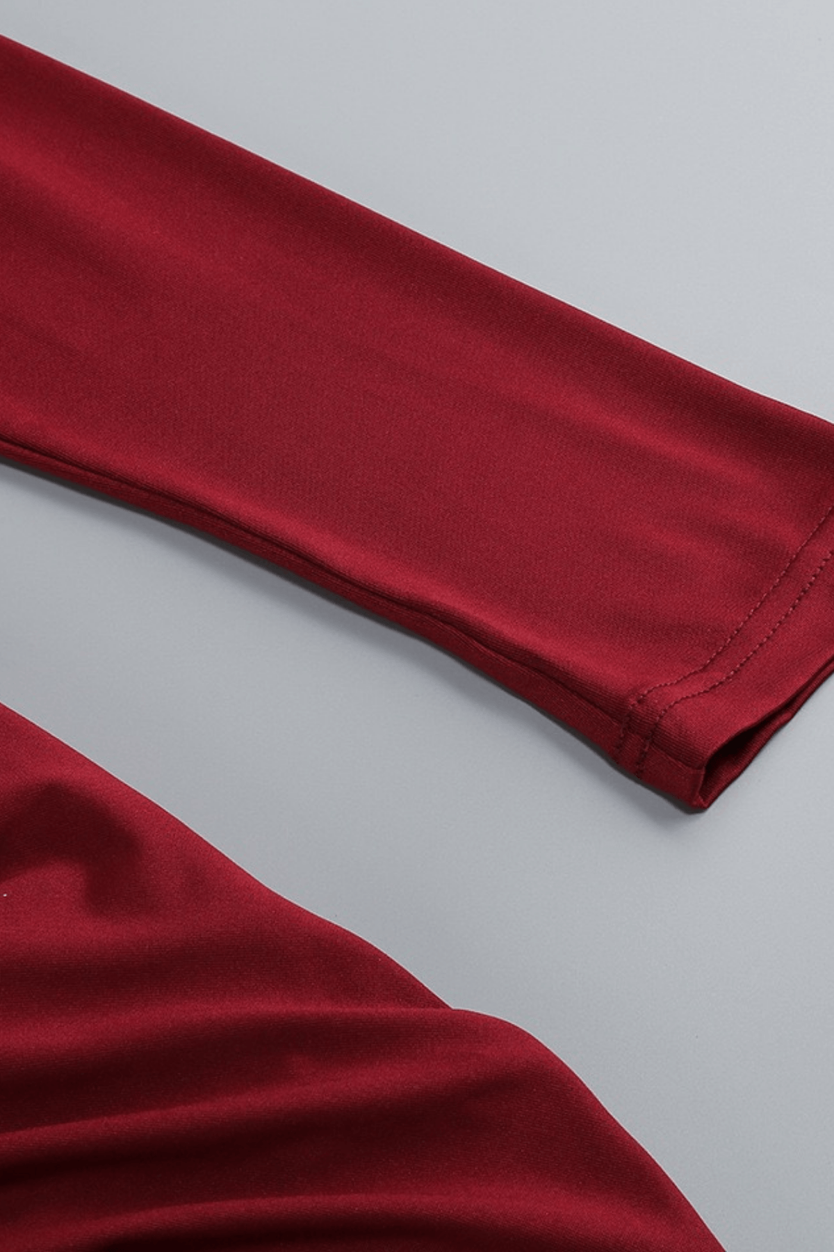 Burgundy Long Sleeve Ruched Mermaid Dress Avalabel