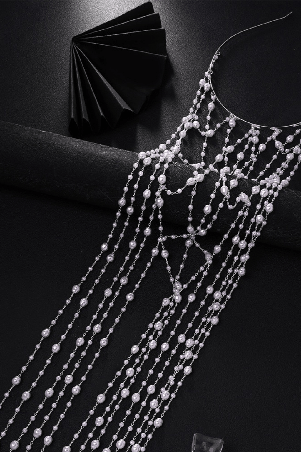 Trailing Pearl Mesh Formal Head Net Avalabel