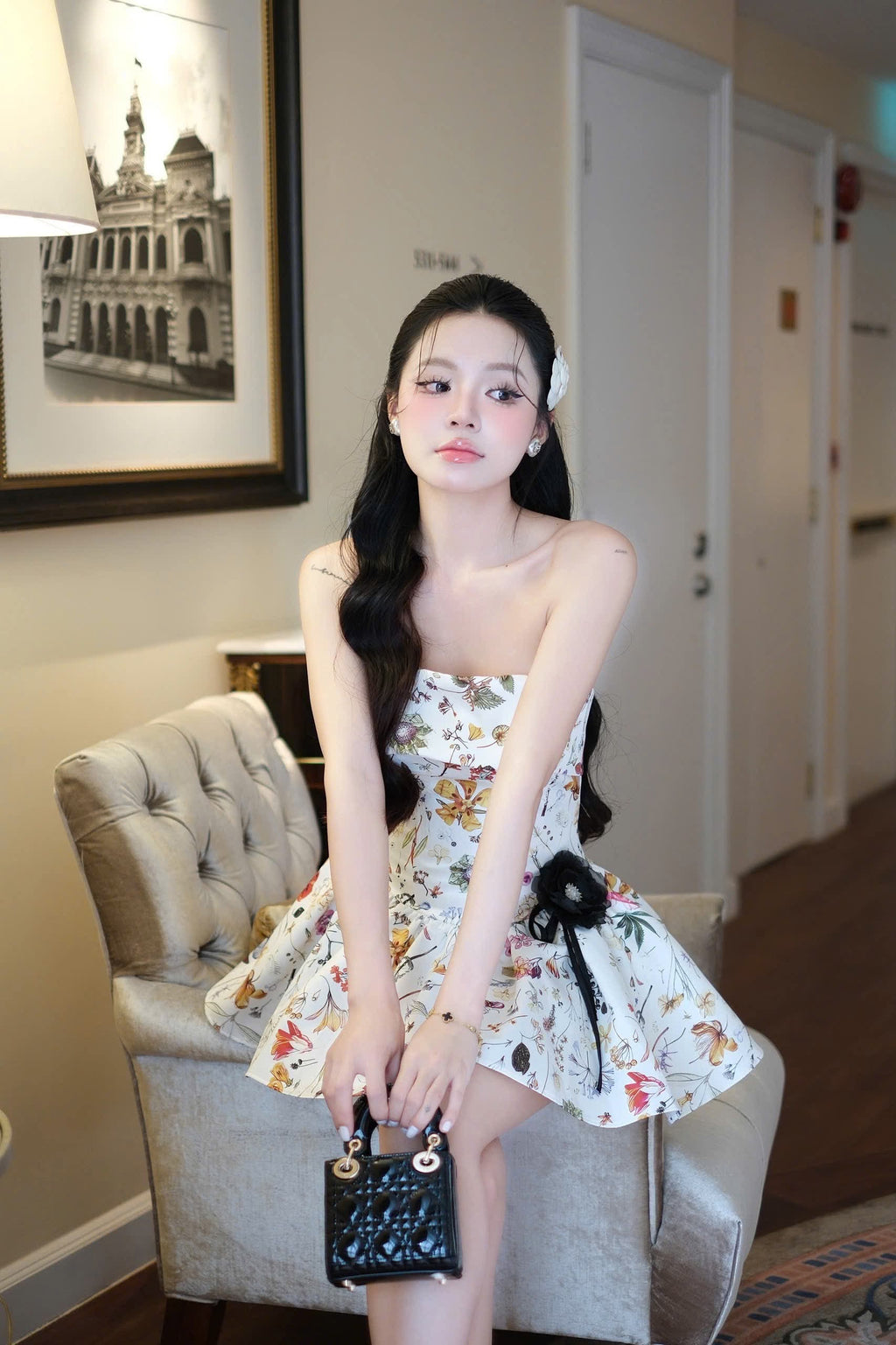 Lumi Dot Strapless Mini Dress Avalabel