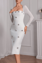 Erica Sheer Long Sleeve Beaded Evening Dress Avalabel