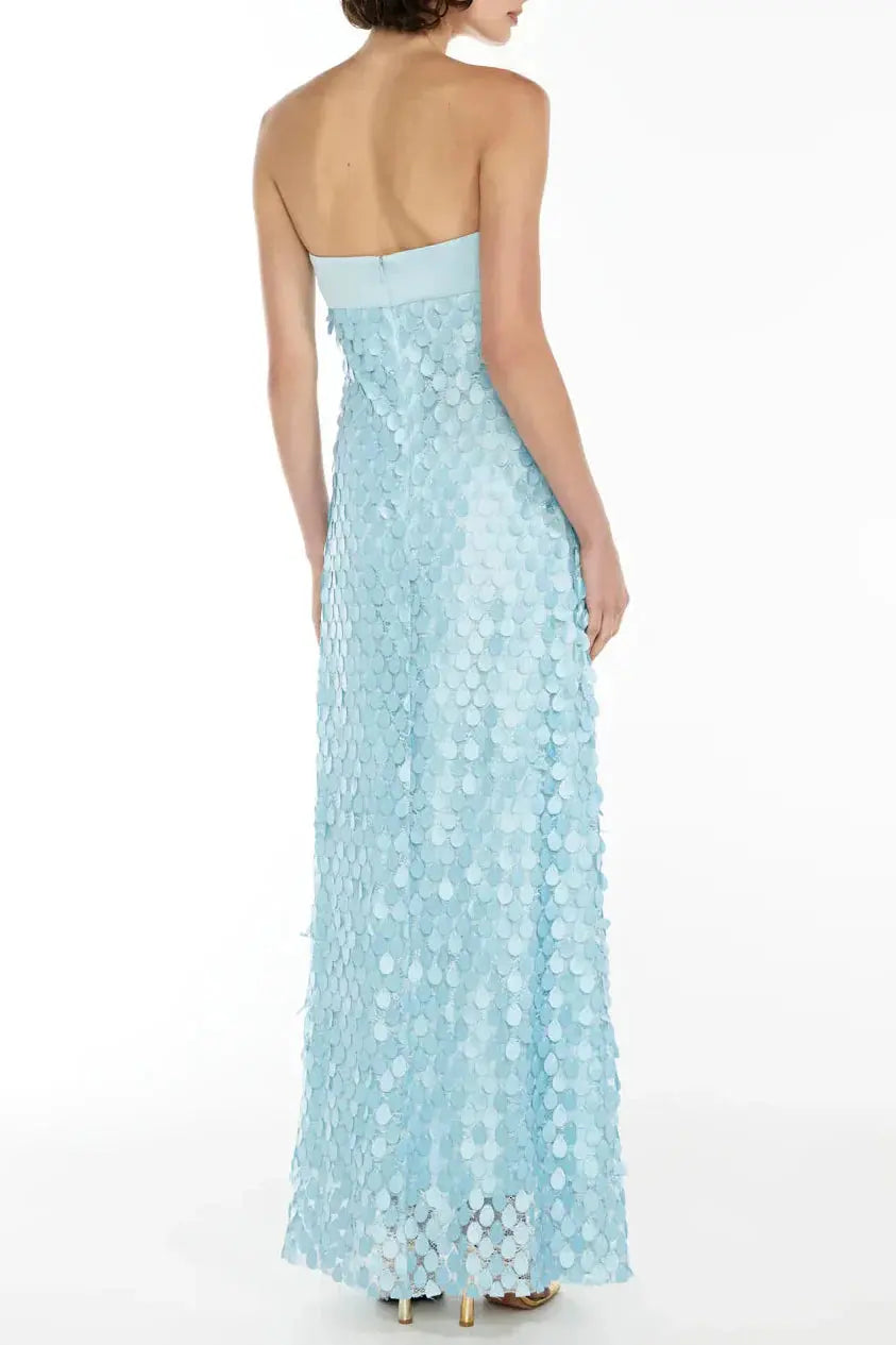 iris Lace sequin backless maxi dress in blue Avalabel