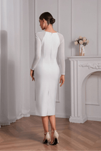 Erica Sheer Long Sleeve Beaded Evening Dress Avalabel