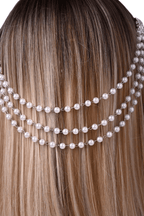 Crystal Leaf Clip Layered Pearl Drape Headpiece Avalabel