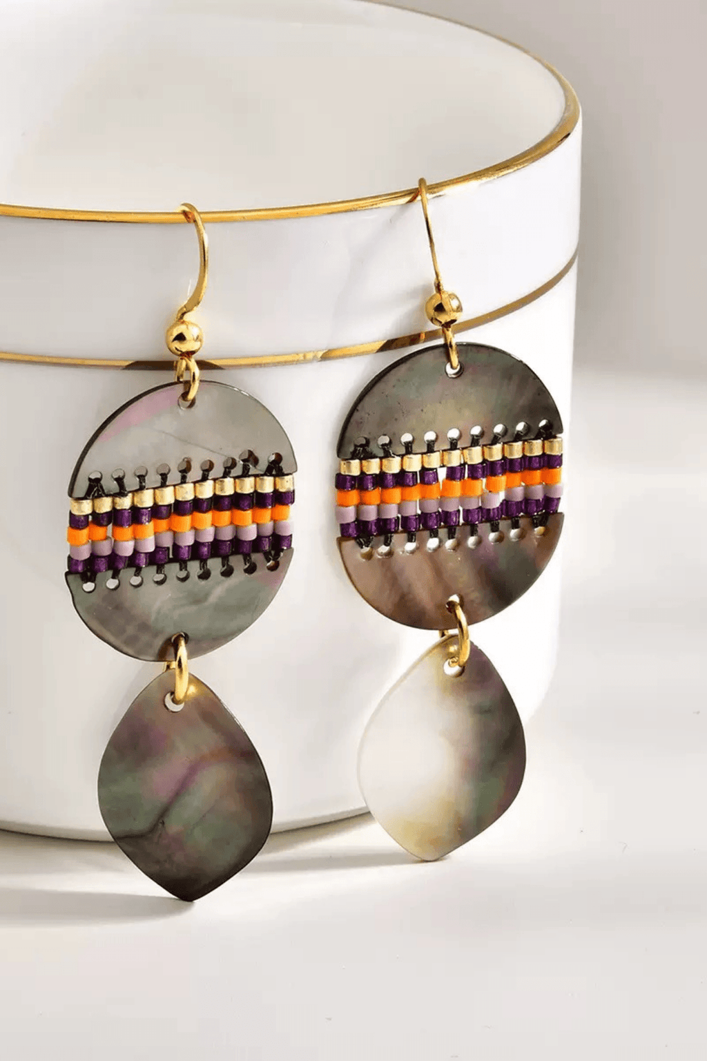 Boho Shell Beaded Layered Drop Earrings Avalabel
