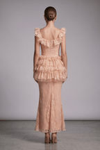 Bella Pink Lace Ruffle Corset Mermaid Dress Avalabel