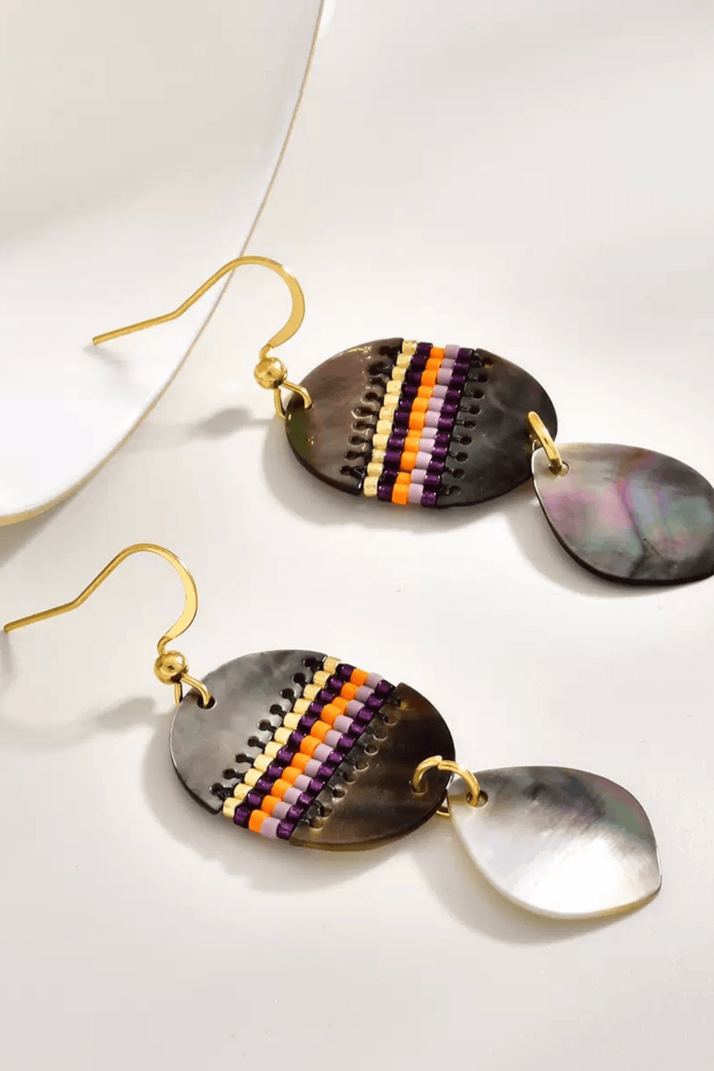 Boho Shell Beaded Layered Drop Earrings Avalabel
