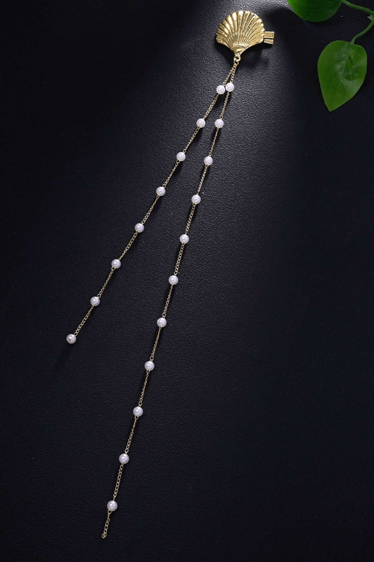 Golden Seashell Pearl Tassel Hair Clip Set Avalabel