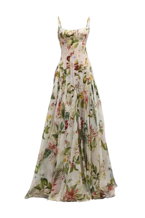 Multicolor Floral Print Fauna Gazar Gown Avalabel