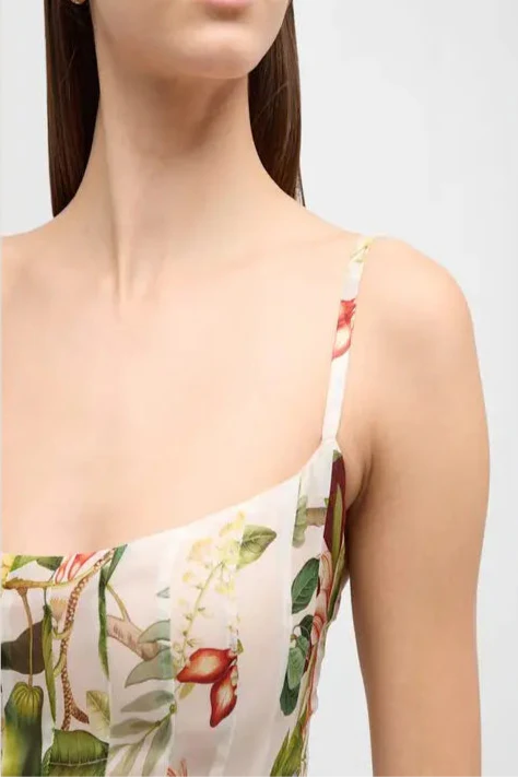 Multicolor Floral Print Fauna Gazar Gown Avalabel