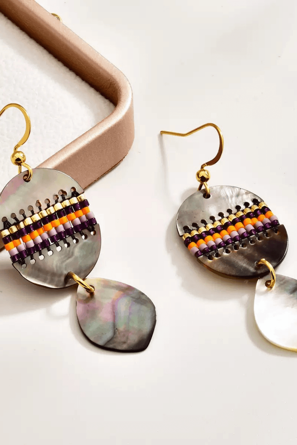 Boho Shell Beaded Layered Drop Earrings Avalabel