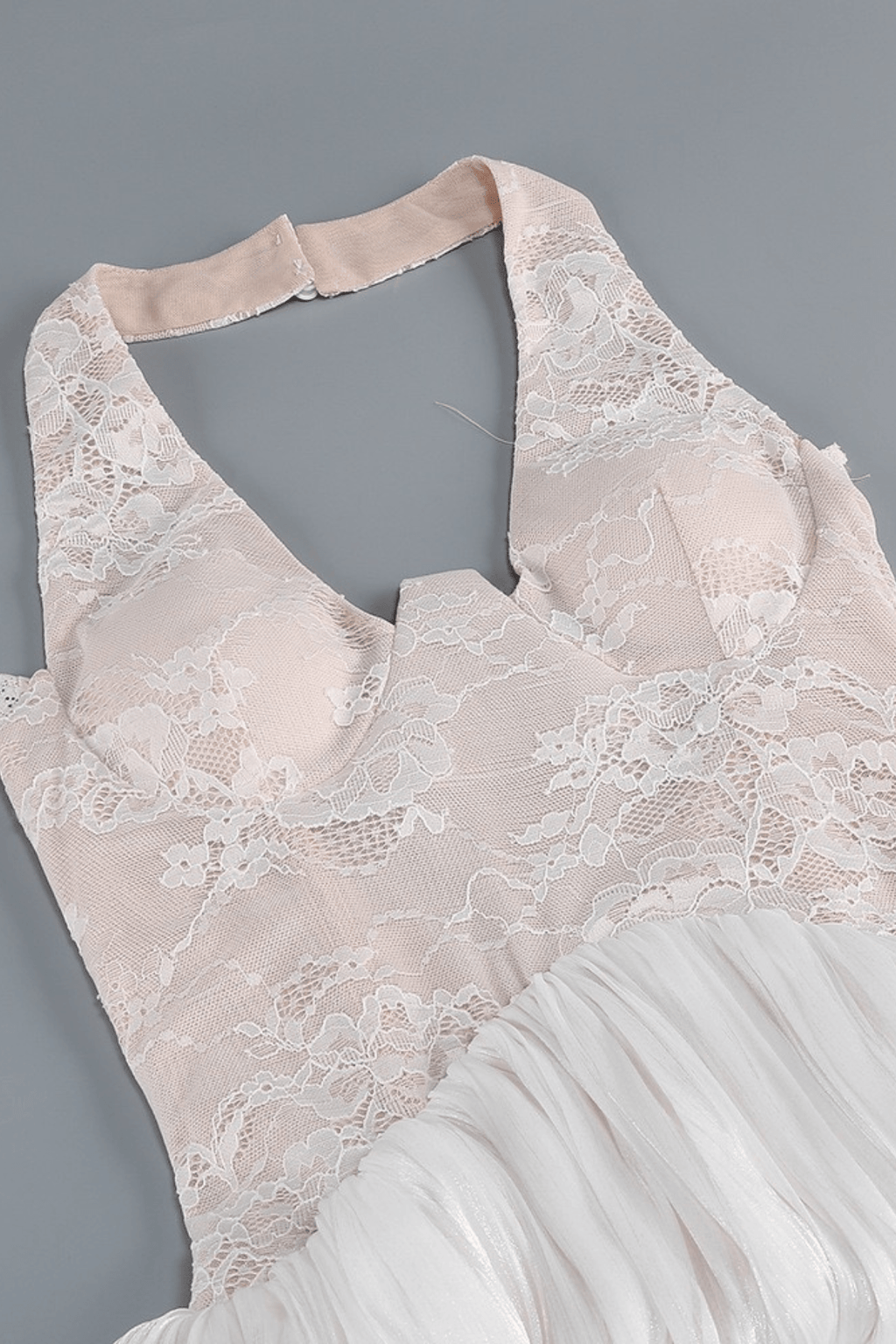 Fiora White Halter Lace Mermaid Dress Avalabel