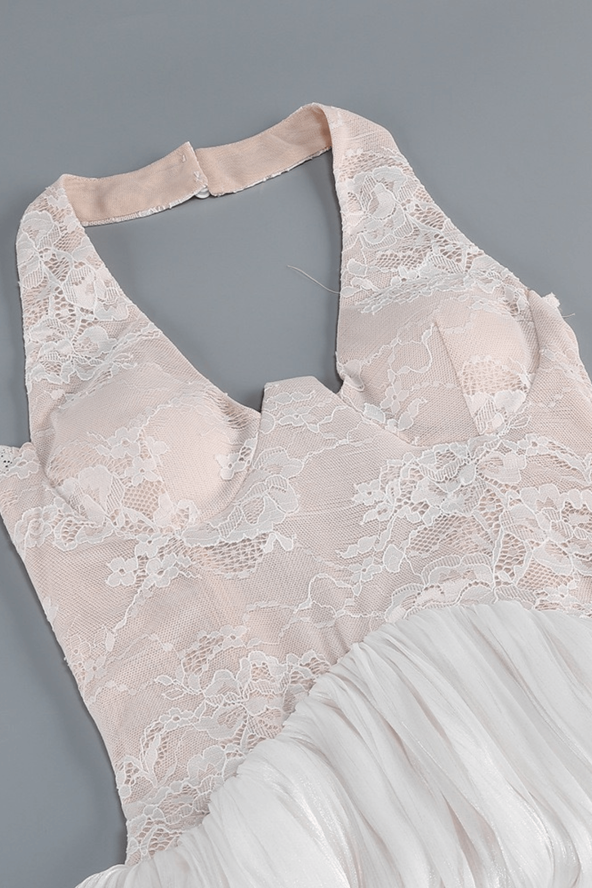 Fiora White Halter Lace Mermaid Dress Avalabel
