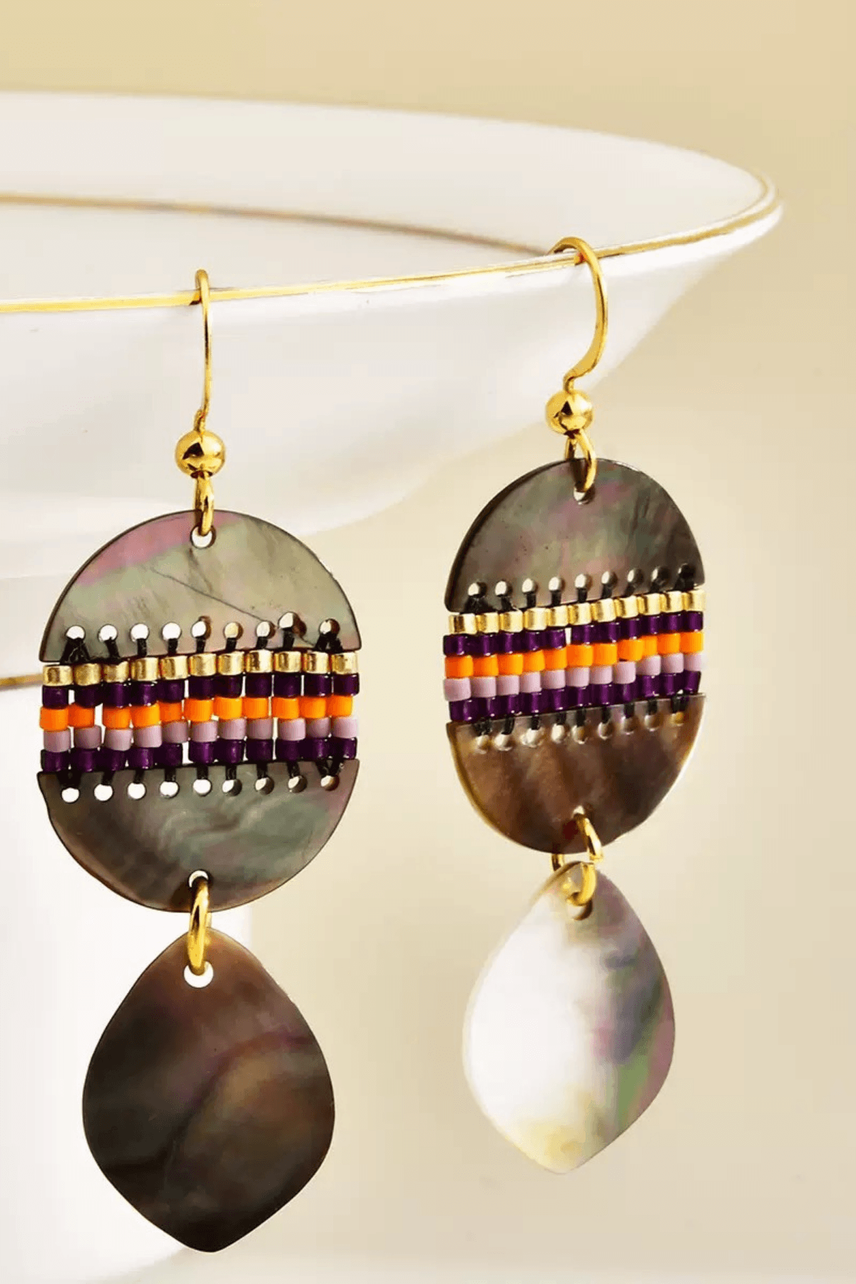 Boho Shell Beaded Layered Drop Earrings Avalabel