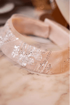 Pink Beaded Sheer Tulle Choker Necklace Avalabel