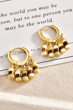 Gold Huggie Shell Bead Tassel Earrings Avalabel
