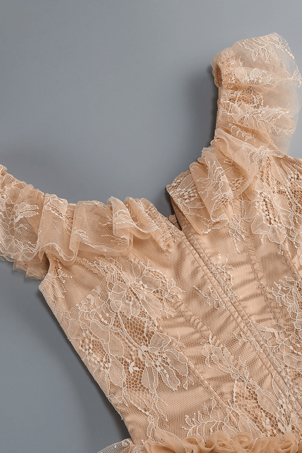 Bella Pink Lace Ruffle Corset Mermaid Dress Avalabel