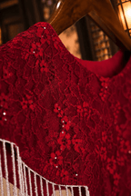 Red Velvet White Fringe Capelet Shawl Avalabel