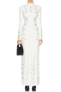 clara Embellished stretch-jersey maxi dress in white Avalabel