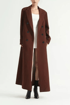 Karin Brown Double Breasted Long Wool Coat Avalabel