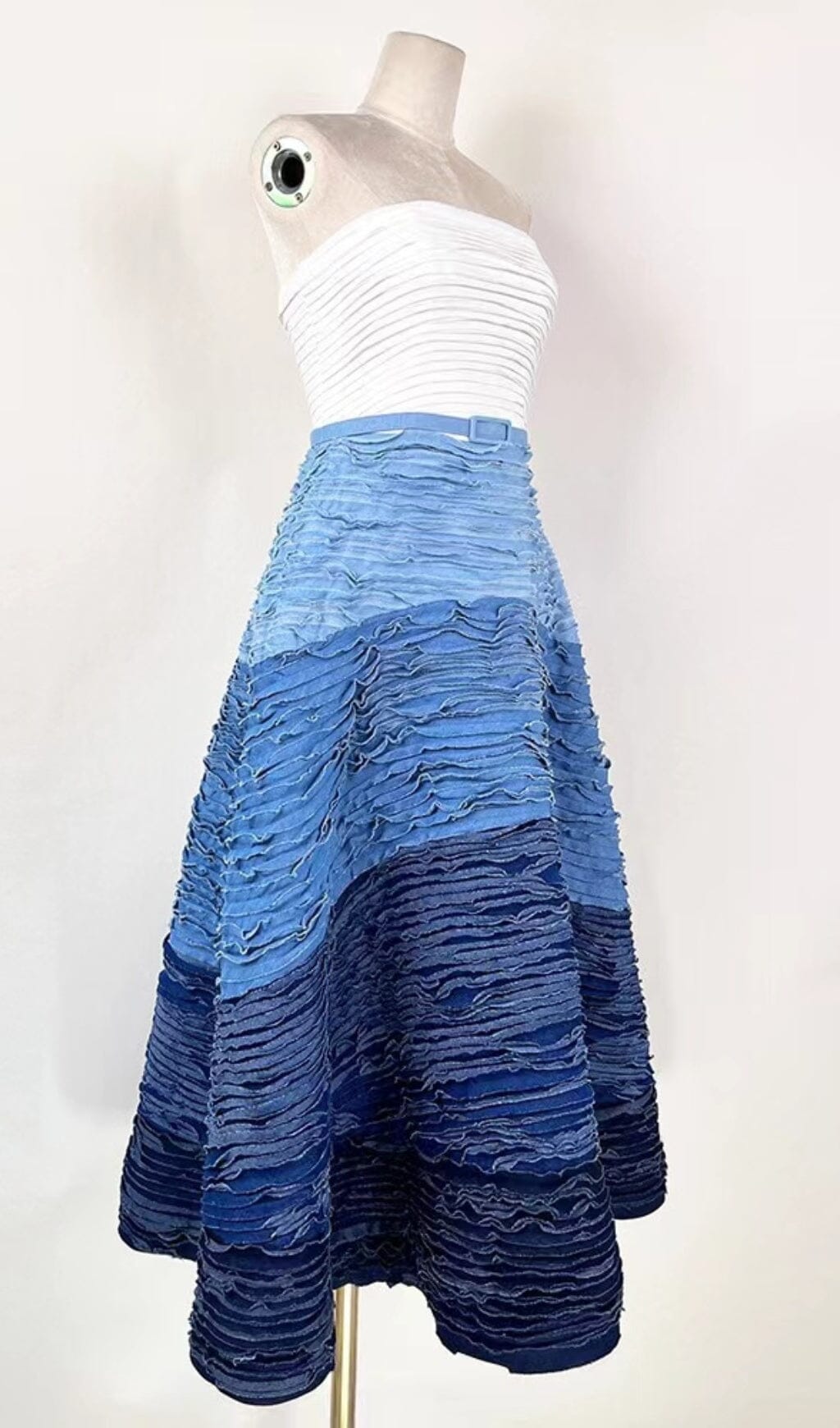 BLUE RIPPLE HALTER MIDI DRESS Avalabel