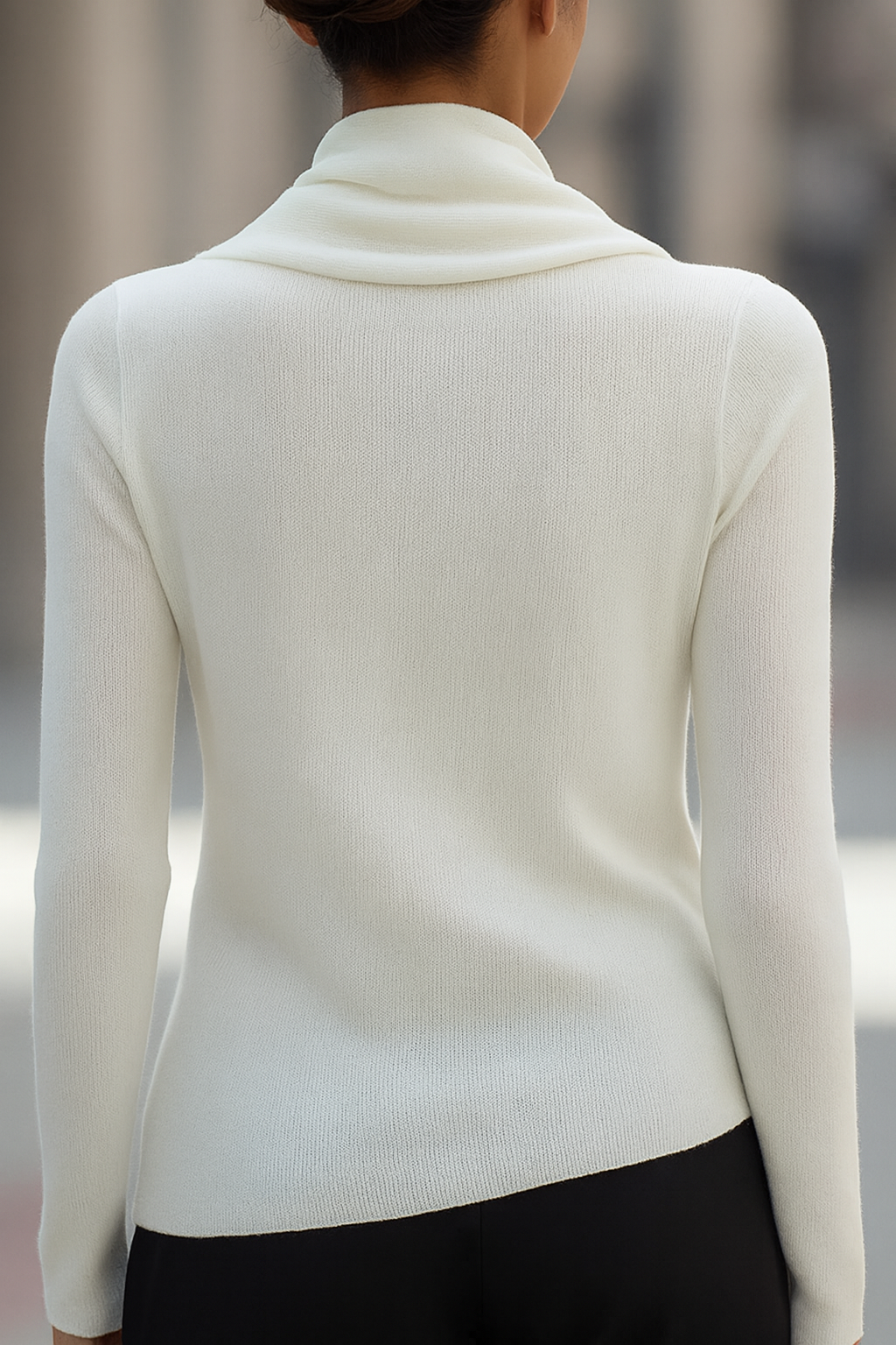 Draped Cowl Neck Long-Sleeve Top Avalabel