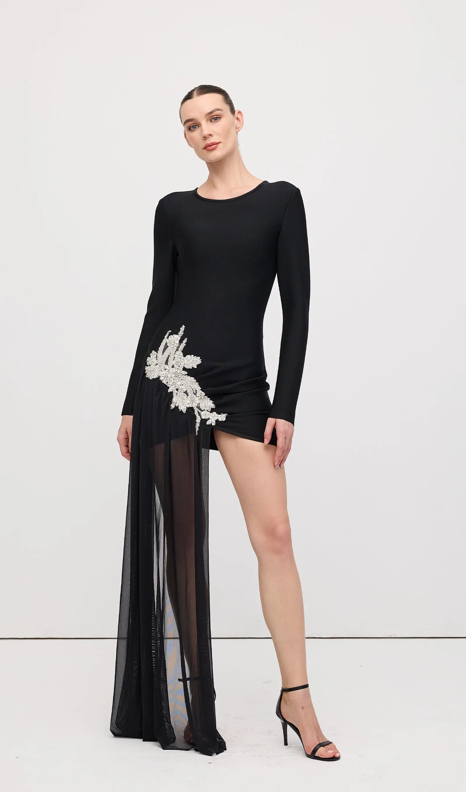 rebecca black Asymmetrical With rhinestone Embellishments Mini Dress Avalabel