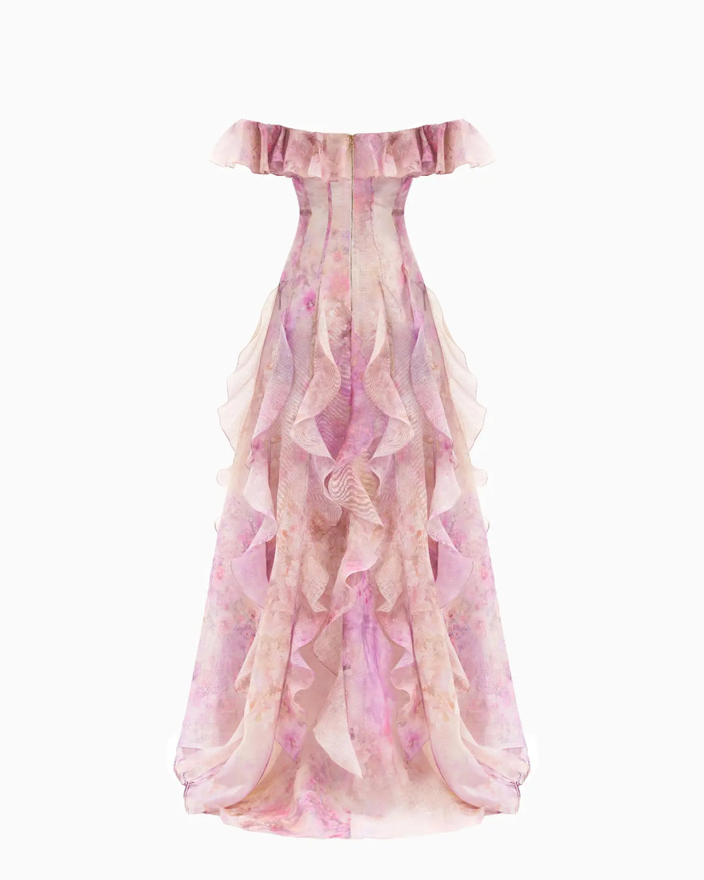 Helen Floral Frill Off-Shoulder Maxi Dress in Pink Avalabel