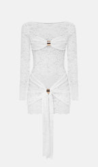 Lace Draped Neckline Mini Dress Avalabel