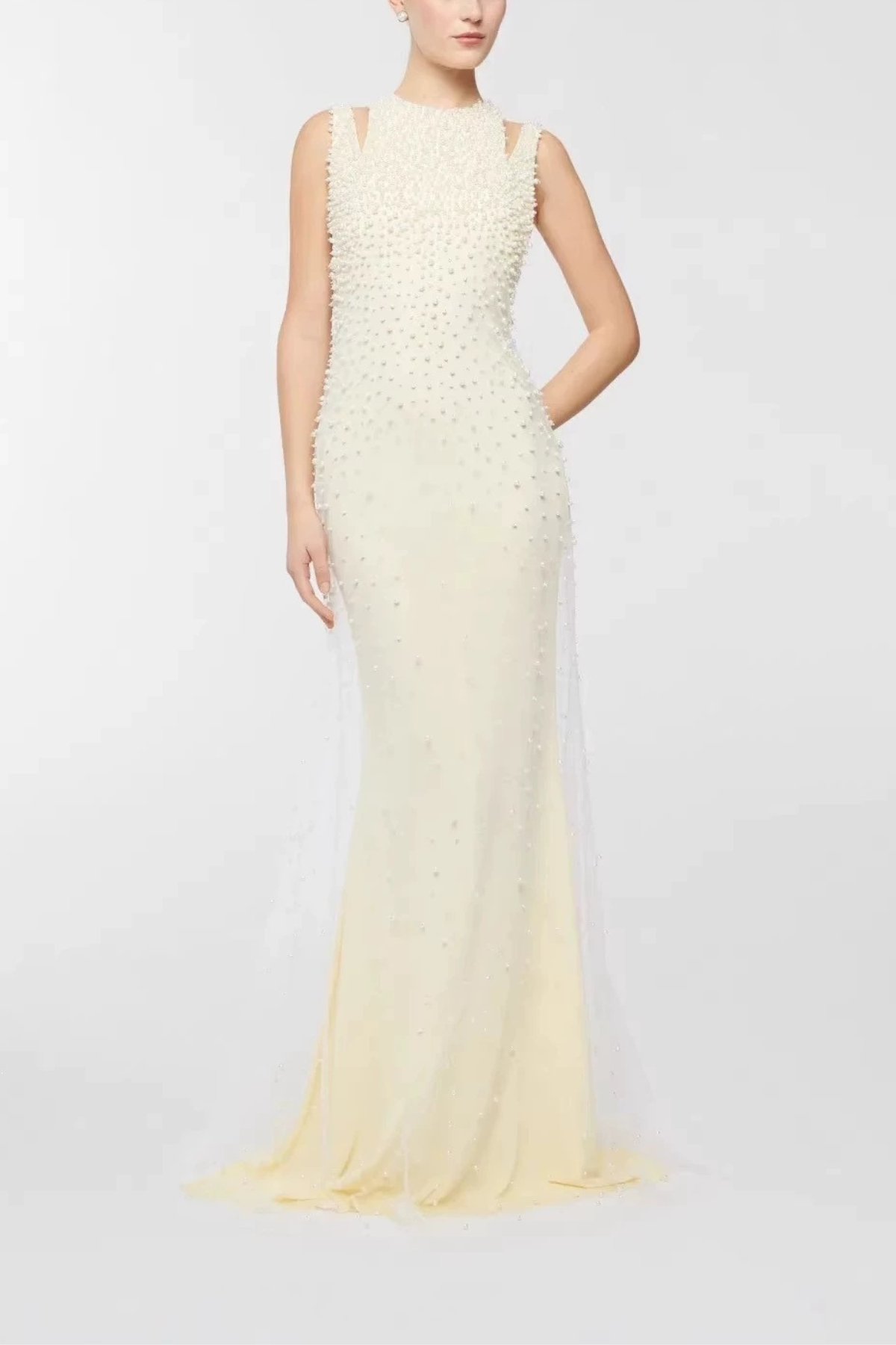 Saskia Pearl Embellished Off Shoulder Mermaid Dress Avalabel