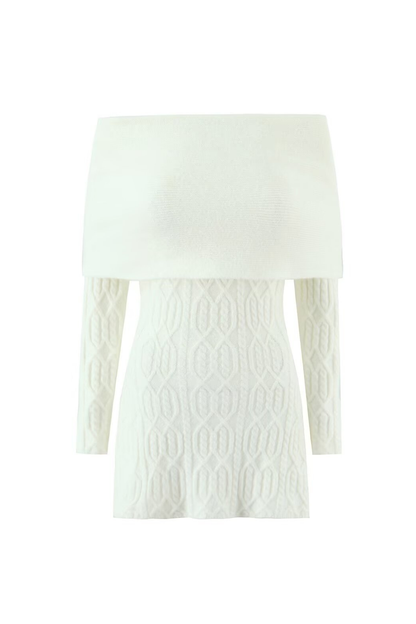 gwendolyn Off Shoulder Knit Mini Dress - White