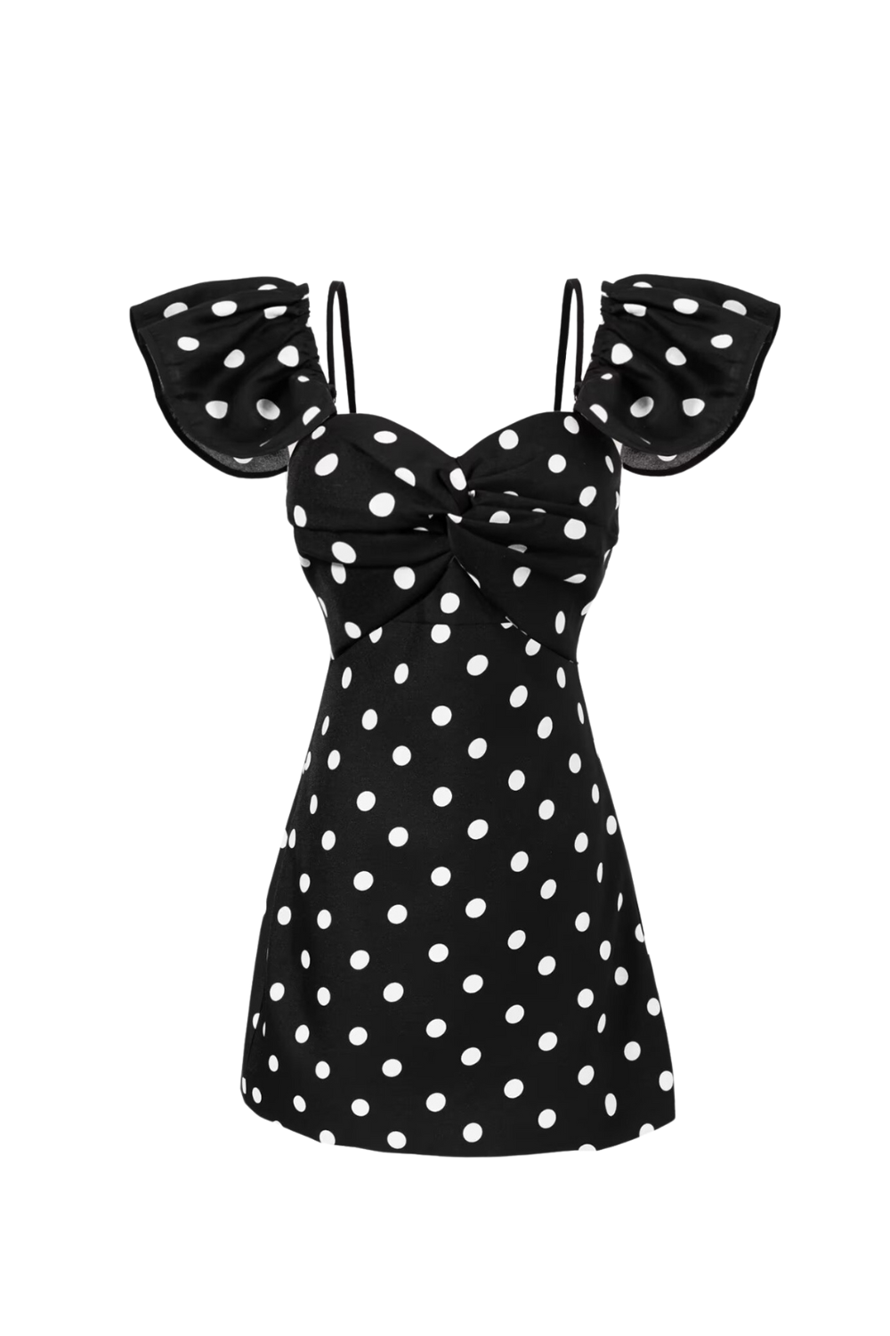 hermosa Dot Off Shoulder Mini Dress In Black Avalabel